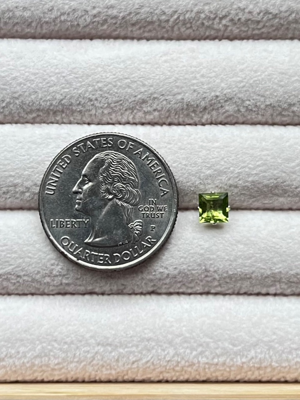 E061 | Genuine Peridot Princess Cut Studs - Picture 4 of 6